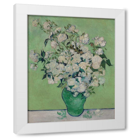 Roses White Modern Wood Framed Art Print by Van Gogh, Vincent