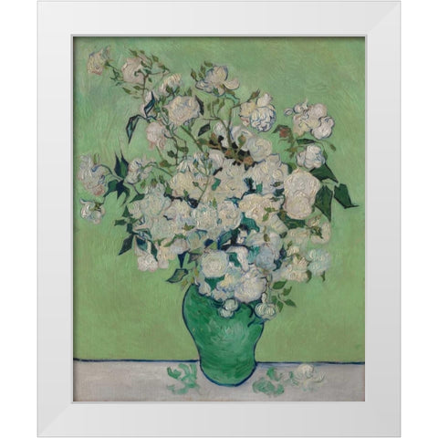 Roses White Modern Wood Framed Art Print by Van Gogh, Vincent