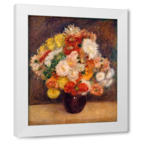 Bouquet of Chrysanthemums White Modern Wood Framed Art Print by Renoir, Pierre-Auguste