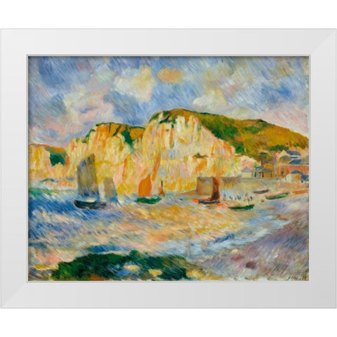 Sea and Cliffs White Modern Wood Framed Art Print by Renoir, Pierre-Auguste