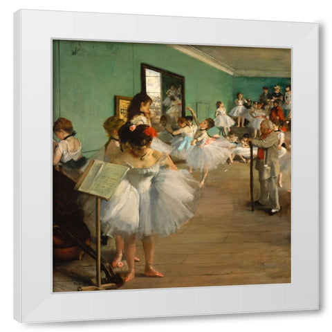 The Dance Class White Modern Wood Framed Art Print by Degas, Edgar