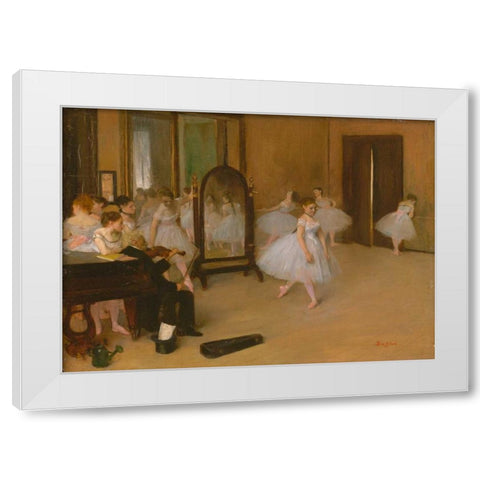 The Dancing Class White Modern Wood Framed Art Print by Degas, Edgar