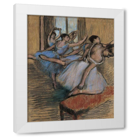 The Dancers White Modern Wood Framed Art Print by Degas, Edgar
