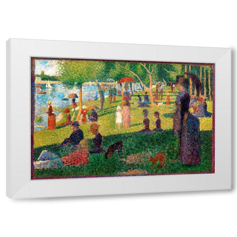 A Sunday on La Grande Jatte White Modern Wood Framed Art Print by Seurat, Georges