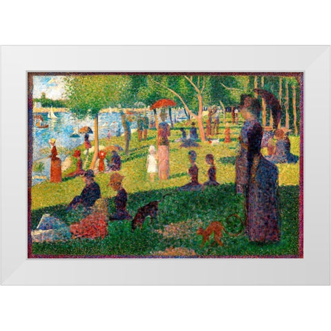 A Sunday on La Grande Jatte White Modern Wood Framed Art Print by Seurat, Georges