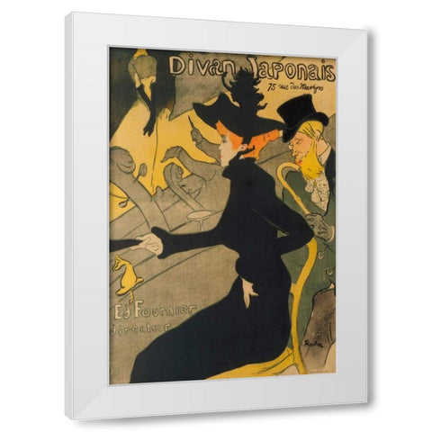 Divan Japonais White Modern Wood Framed Art Print by de Toulouse-Lautrec, Henri