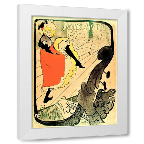 Jane Avril White Modern Wood Framed Art Print by de Toulouse-Lautrec, Henri