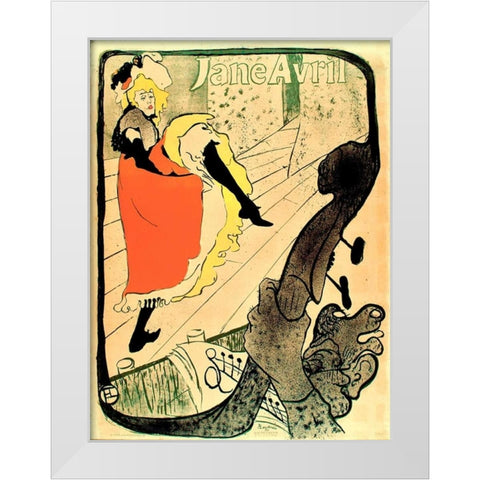 Jane Avril White Modern Wood Framed Art Print by de Toulouse-Lautrec, Henri