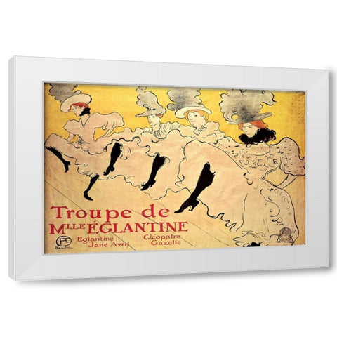 La Troupe de Mademoiselle Eglantine White Modern Wood Framed Art Print by de Toulouse-Lautrec, Henri