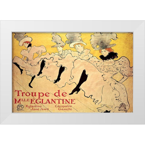 La Troupe de Mademoiselle Eglantine White Modern Wood Framed Art Print by de Toulouse-Lautrec, Henri