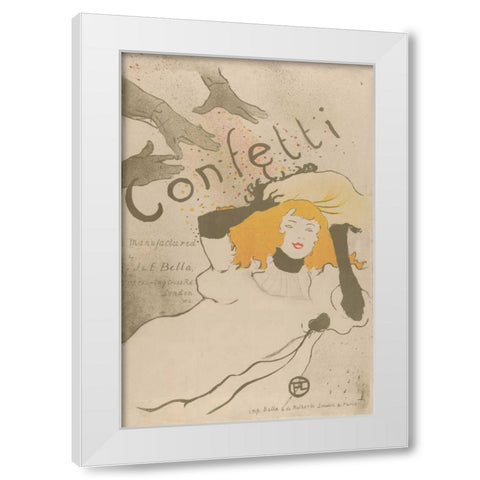 Confetti White Modern Wood Framed Art Print by de Toulouse-Lautrec, Henri