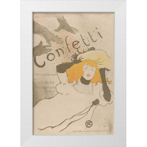 Confetti White Modern Wood Framed Art Print by de Toulouse-Lautrec, Henri