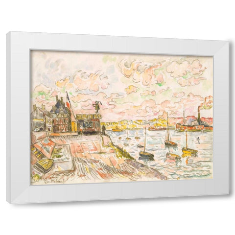 Quilleboeuf White Modern Wood Framed Art Print by Signac, Paul