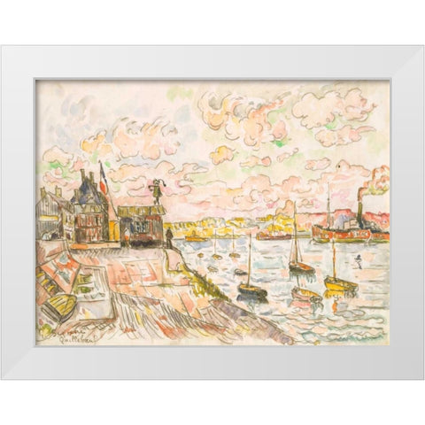 Quilleboeuf White Modern Wood Framed Art Print by Signac, Paul