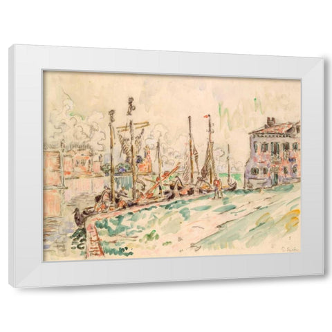 Venice White Modern Wood Framed Art Print by Signac, Paul