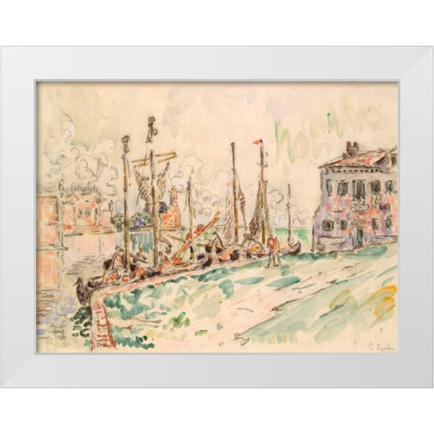Venice White Modern Wood Framed Art Print by Signac, Paul