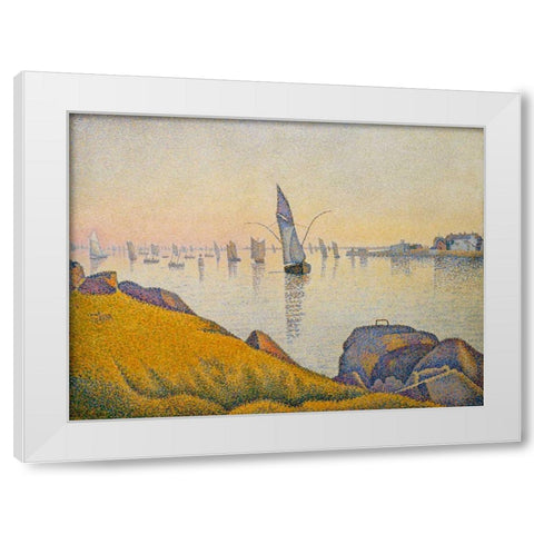 Evening Calm, Concarneau, Opus 220 White Modern Wood Framed Art Print by Signac, Paul