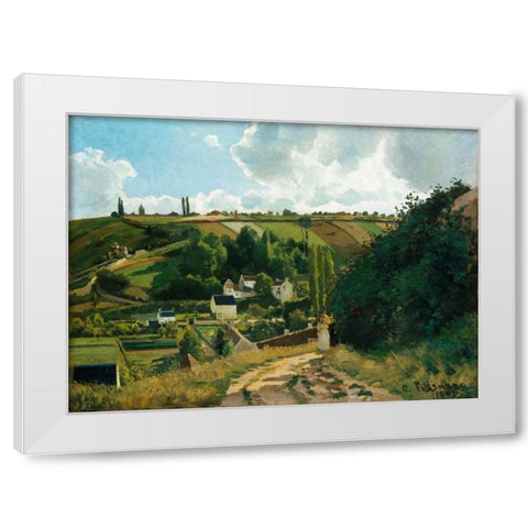 Jalais, Hill, Pontoise White Modern Wood Framed Art Print by Pissarro, Camille