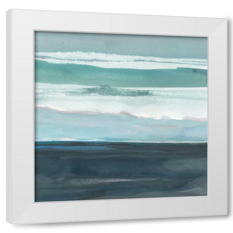 Teal Sea I White Modern Wood Framed Art Print by Delamater, Rob