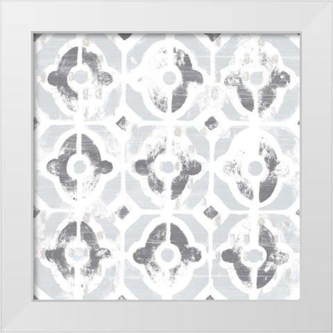 Monoprint Tile III White Modern Wood Framed Art Print by Vess, June Erica