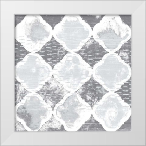Monoprint Tile IV White Modern Wood Framed Art Print by Vess, June Erica