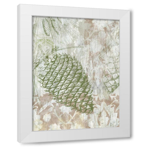 Pinecone Fresco I White Modern Wood Framed Art Print by Vess, June Erica