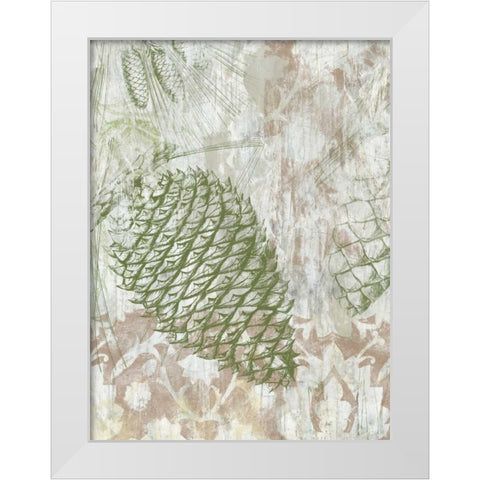 Pinecone Fresco I White Modern Wood Framed Art Print by Vess, June Erica