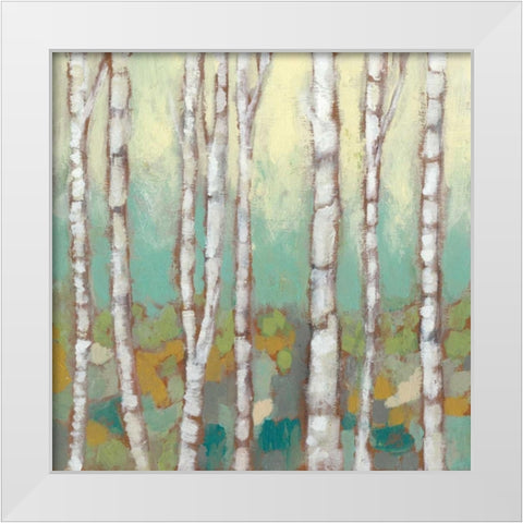 Kaleidoscope Birches I White Modern Wood Framed Art Print by Goldberger, Jennifer