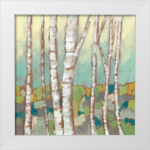 Kaleidoscope Birches II White Modern Wood Framed Art Print by Goldberger, Jennifer