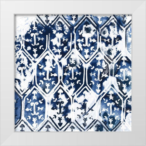 Indigo Impression IV White Modern Wood Framed Art Print by Vess, June Erica