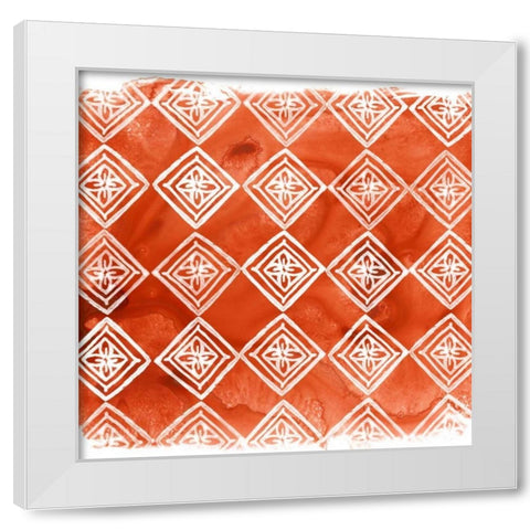 Crimson Motif I White Modern Wood Framed Art Print by Vess, June Erica