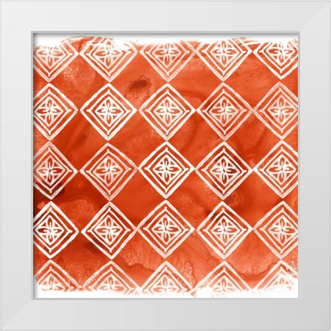 Crimson Motif I White Modern Wood Framed Art Print by Vess, June Erica