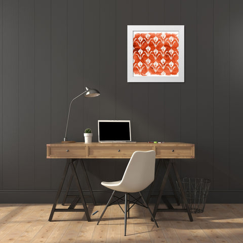 Crimson Motif V White Modern Wood Framed Art Print by Vess, June Erica