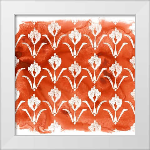 Crimson Motif V White Modern Wood Framed Art Print by Vess, June Erica