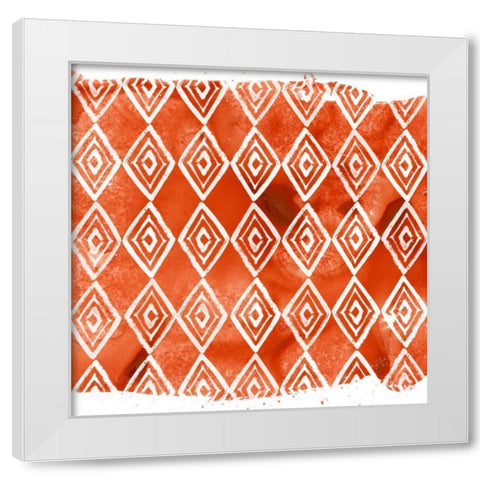 Crimson Motif VI White Modern Wood Framed Art Print by Vess, June Erica