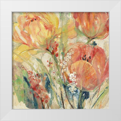 Spring Tulip Array I White Modern Wood Framed Art Print by OToole, Tim