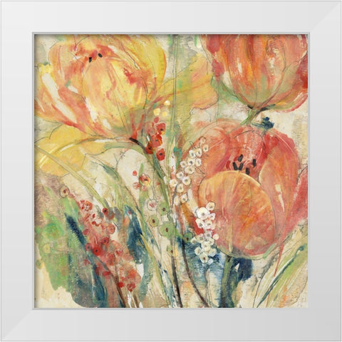 Spring Tulip Array I White Modern Wood Framed Art Print by OToole, Tim