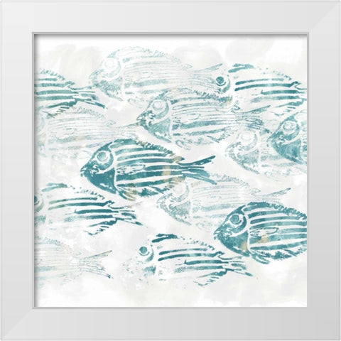 Sealife Batik II White Modern Wood Framed Art Print by Vess, June Erica