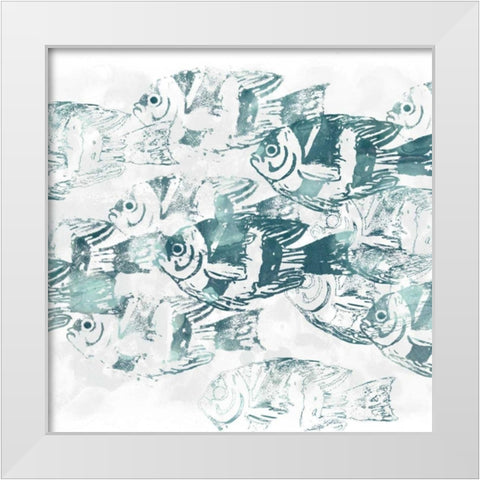 Sealife Batik III White Modern Wood Framed Art Print by Vess, June Erica