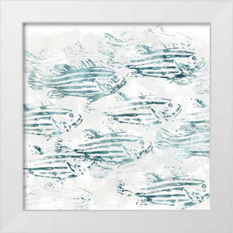 Sealife Batik IV White Modern Wood Framed Art Print by Vess, June Erica