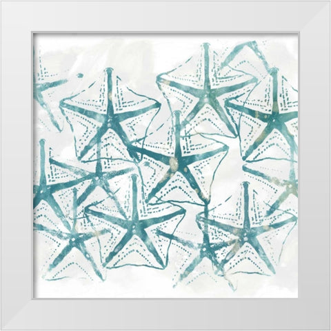 Sealife Batik V White Modern Wood Framed Art Print by Vess, June Erica