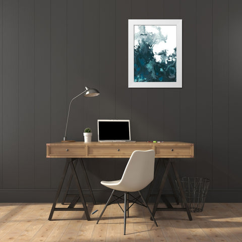 Indigo Tempest II White Modern Wood Framed Art Print by Vess, June Erica
