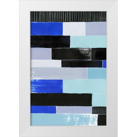 Black and Blue Bricks I White Modern Wood Framed Art Print by Popp, Grace