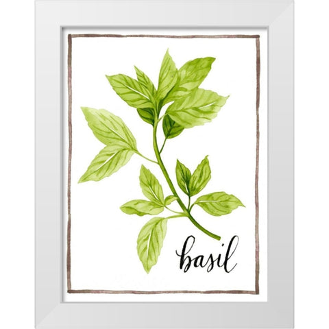 Watercolor Herbs I White Modern Wood Framed Art Print by Popp, Grace