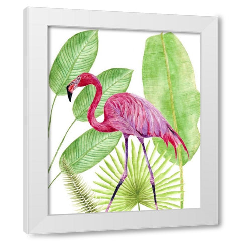 Tropical Flamingo I White Modern Wood Framed Art Print by Wang, Melissa