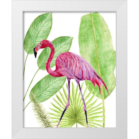 Tropical Flamingo I White Modern Wood Framed Art Print by Wang, Melissa