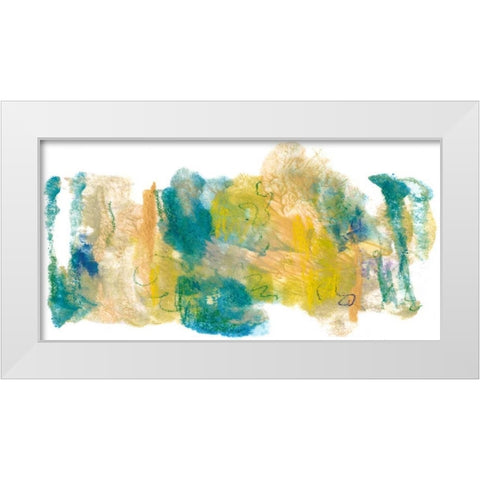 Teal and Scribbles I White Modern Wood Framed Art Print by Combs, Joyce