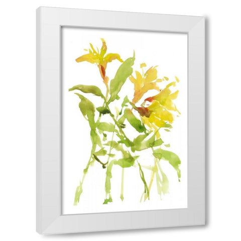 Watercolor Lilies I White Modern Wood Framed Art Print by Wang, Melissa