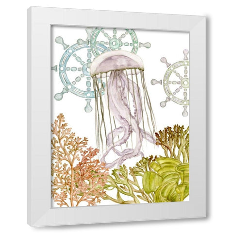 Undersea Creatures III White Modern Wood Framed Art Print by Wang, Melissa