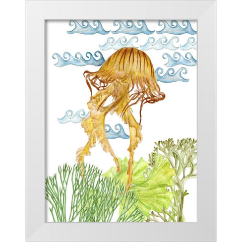 Undersea Creatures IV White Modern Wood Framed Art Print by Wang, Melissa